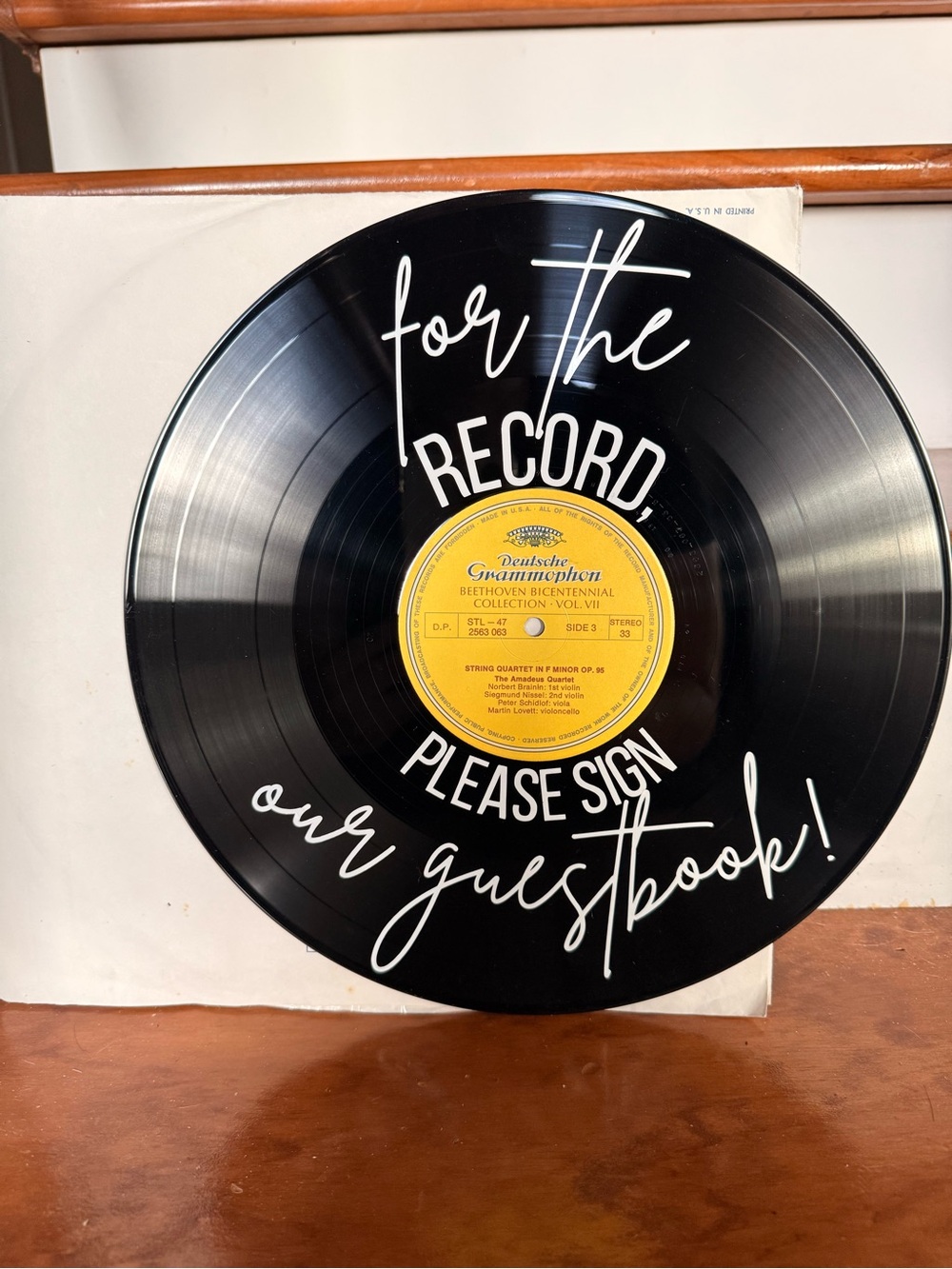 Wedding vinyl record guestbook signage